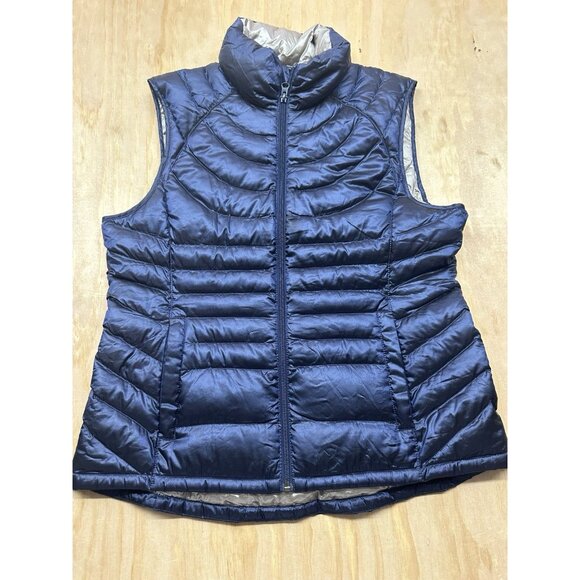 Bernardo Goose Down Puffer Vest Women's Lightweight Zip Pockets Size Medium Blue - Picture 1 of 7